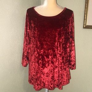 Westport 1962 Red Crushed Velvet Top Size 1X